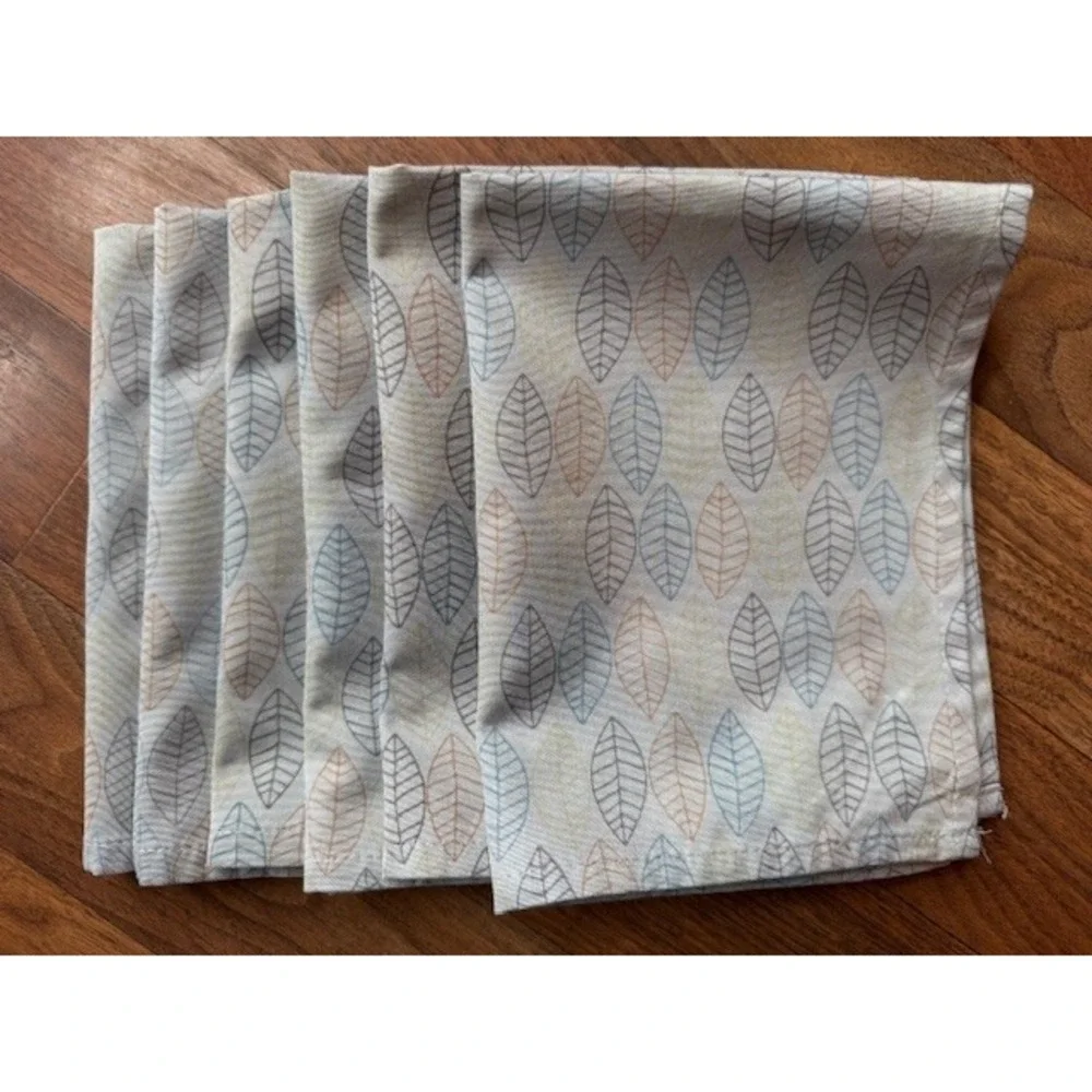 Norwex Cloth‎ Napkins Leaf Leaves Gray Design Fall Dinner Table Set 6 BacLock